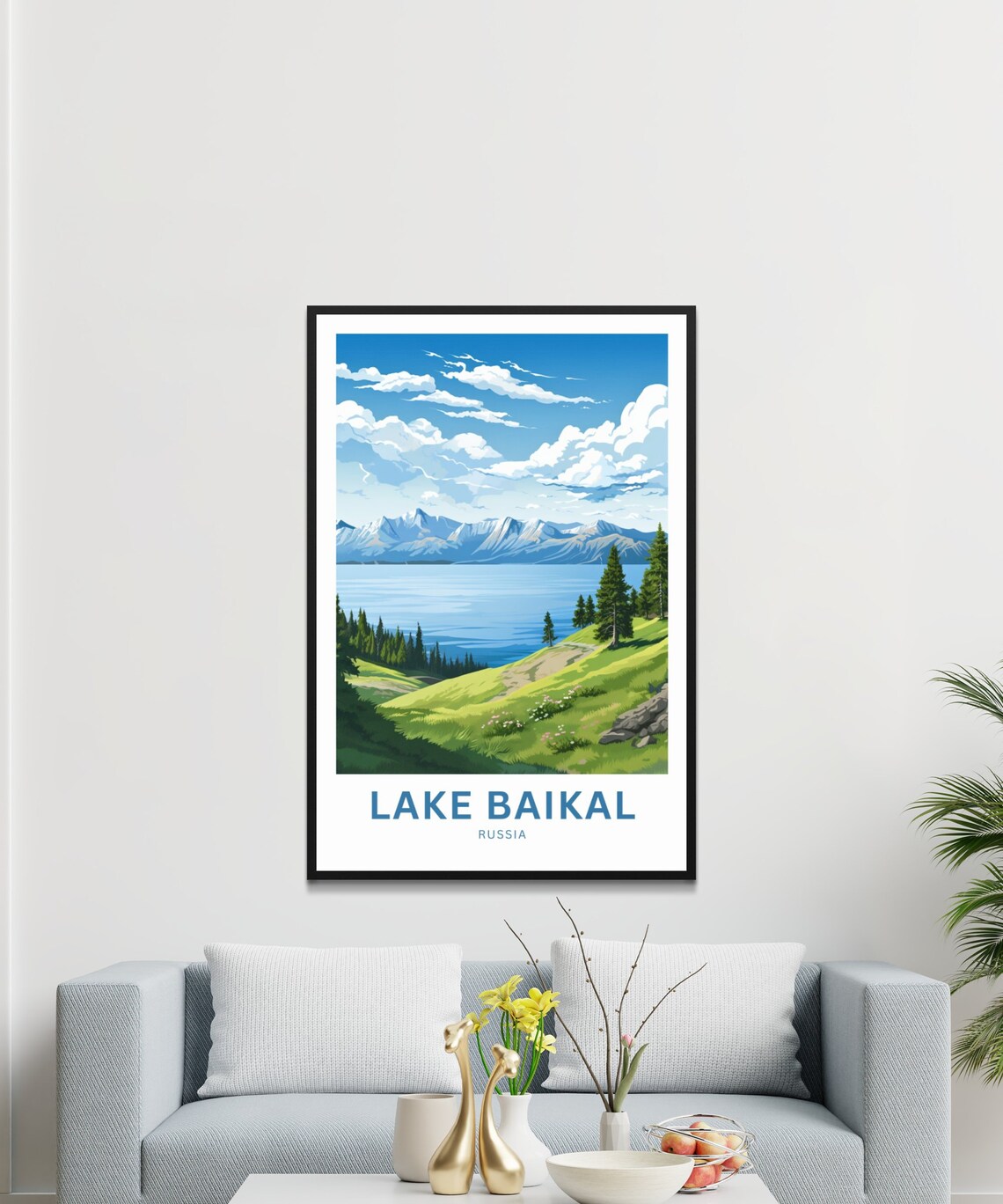 Lake Baikal Russia Summer Shoreline Personalized Travel Poster - Image 3