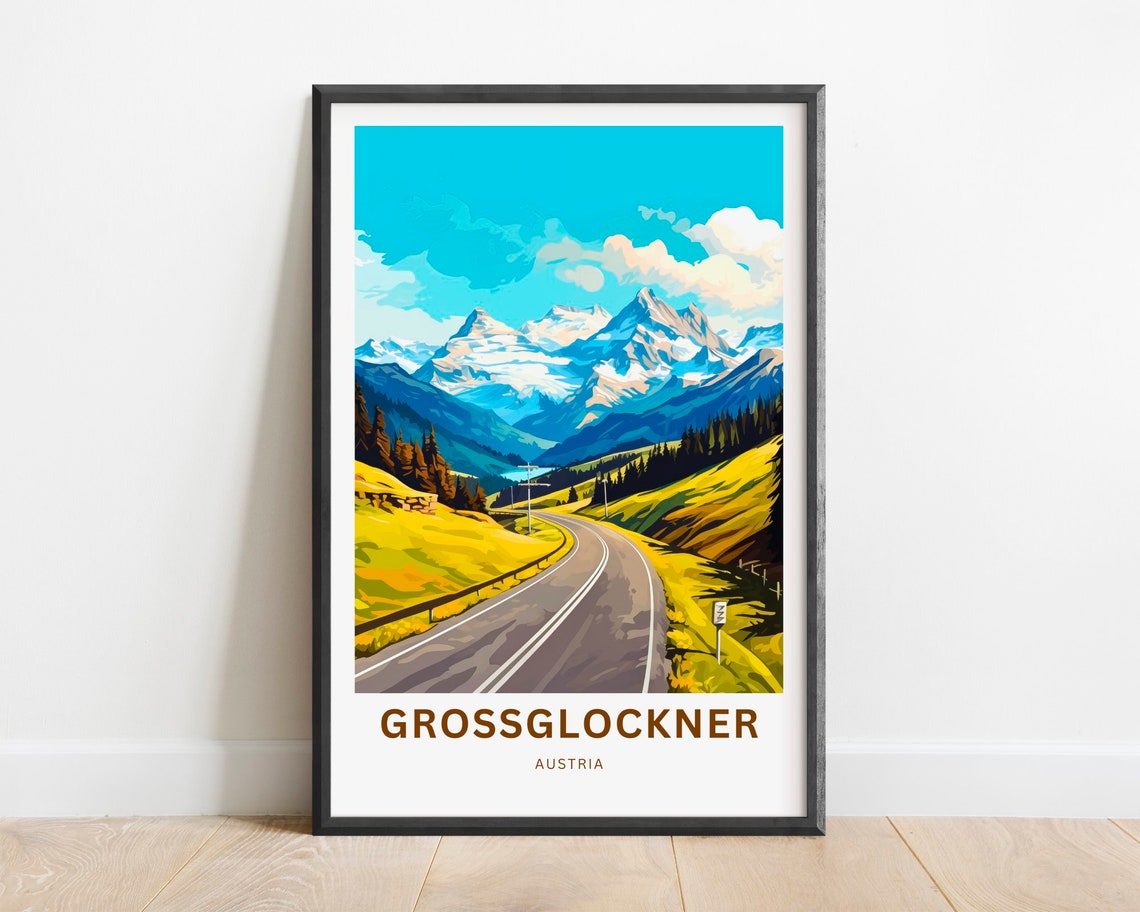 Grossglockner Austria Sunny Meadow Road Toward Snowy Peaks Poster