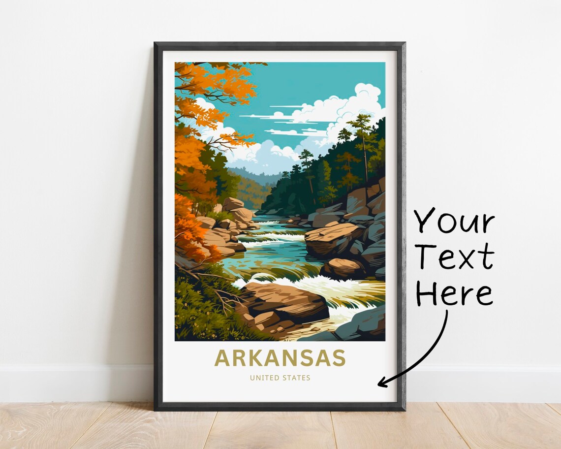 Arkansas United States Autumn River Rapids Forest Scenic Poster