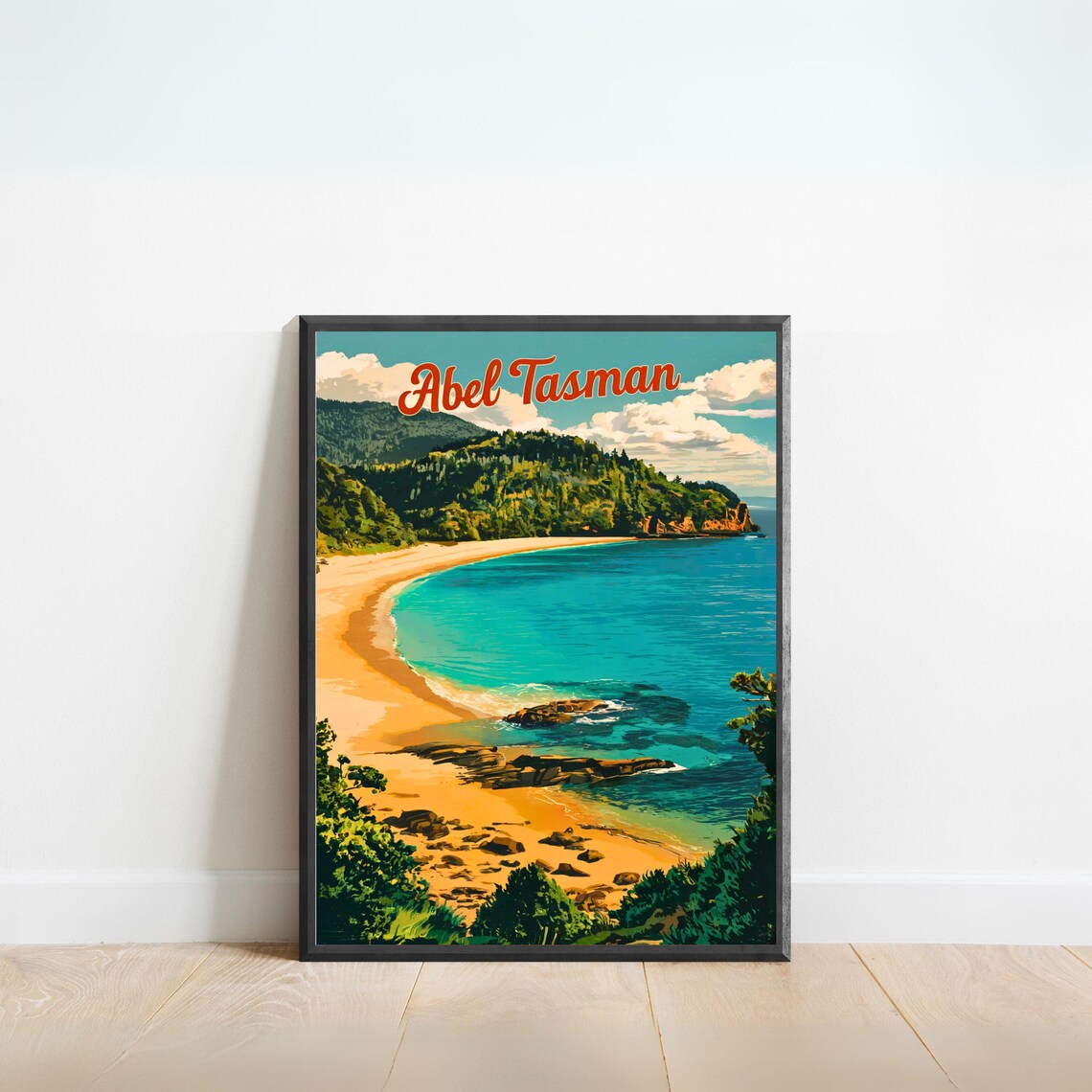 Abel Tasman National Park Vintage Travel Poster Abel Tasman Print New Zealand Wall Art Framed Gift New Zealand Present