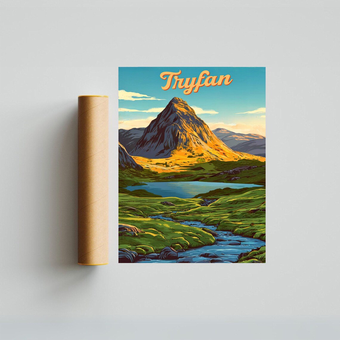 Tryfan Mountain Snowdonia Wales Rocky Peak Vintage Travel Poster - Image 3