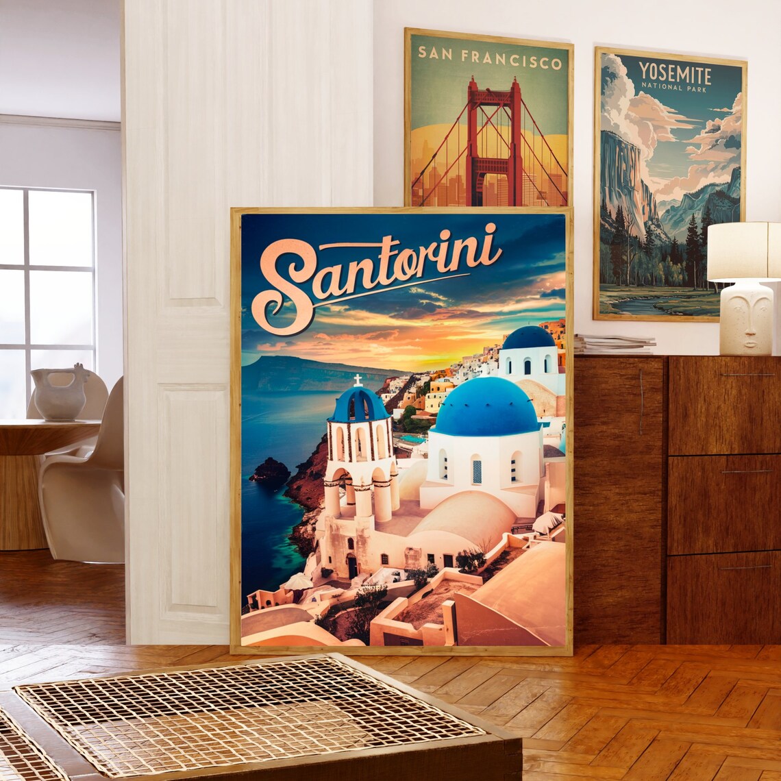 Santorini Vintage Travel Poster, Greece Travel Poster - Image 5