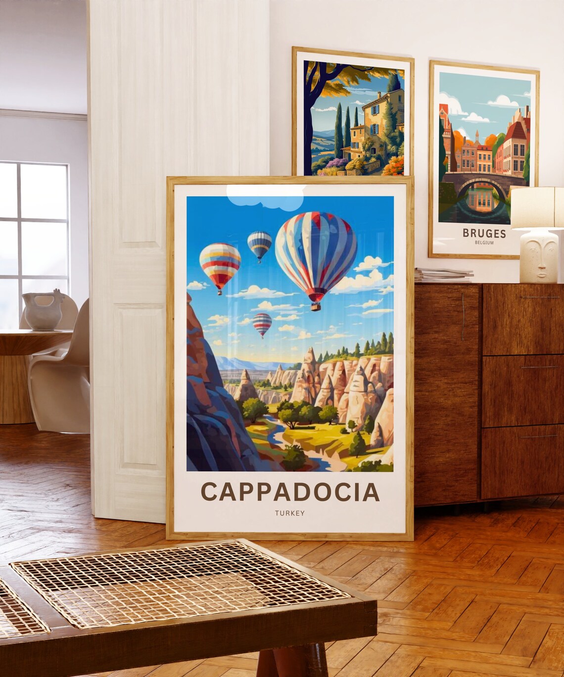 Personalized Cappadocia Turkey Poster with Striped Balloon Sky Art - Image 5