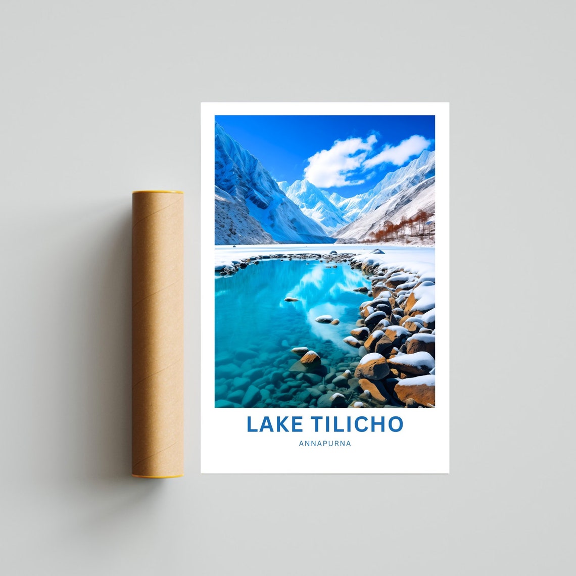 Personalized Lake Tilicho Annapurna Snowy Shoreline Travel Poster - Image 4