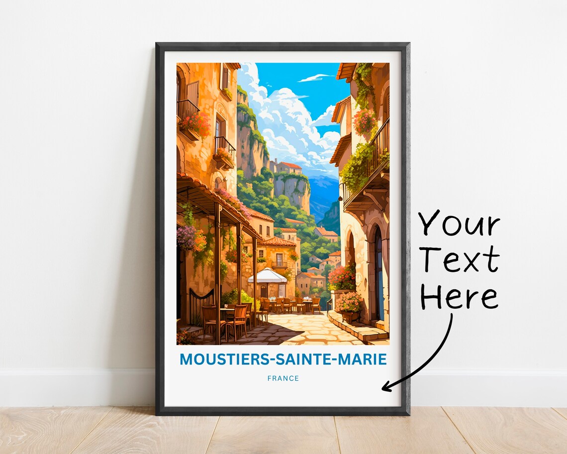 Moustiers Sainte Marie France Poster with Cliffside Village Street Art - Image 2