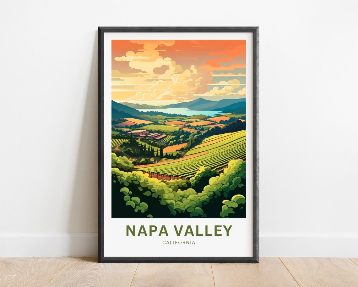 Napa Valley California Sunset Vineyard Hills Wine Country Poster