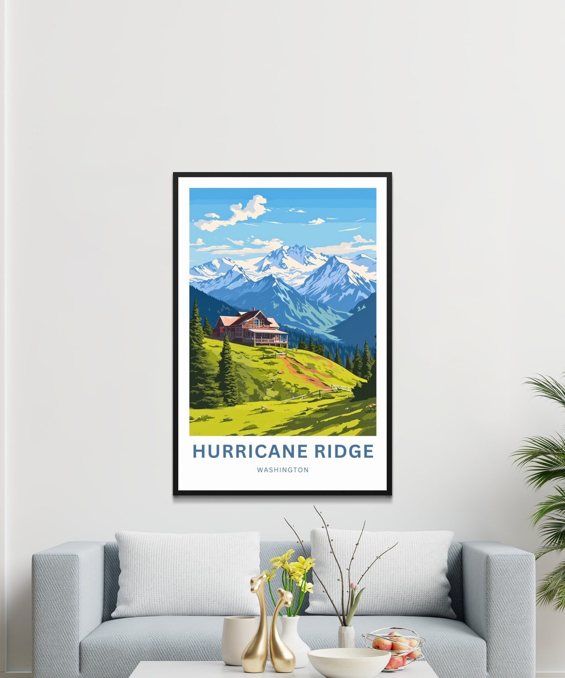 Personalized Hurricane Ridge Washington Mountain Lodge Travel Poster - Image 3