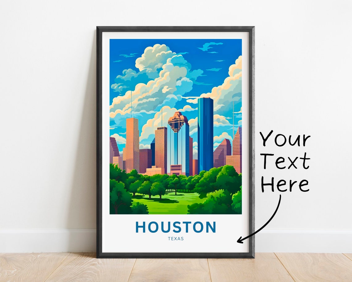Houston Texas Skyline Dramatic Sunset Clouds Park Personalized Poster