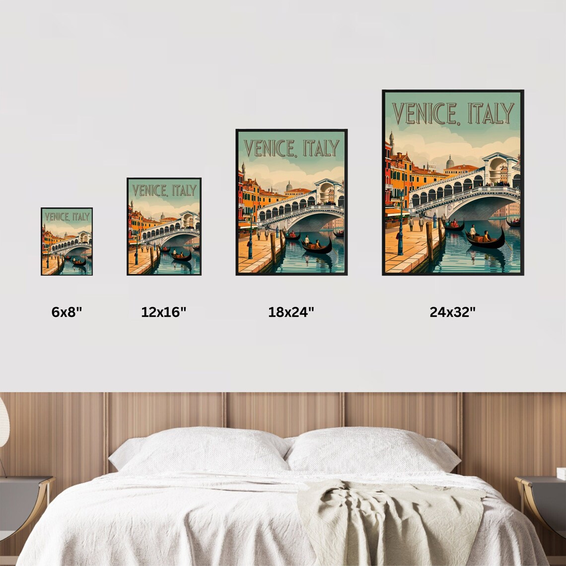 Venice Italy Rialto Bridge Gondolas Vintage Retro Grand Canal Poster - Image 4