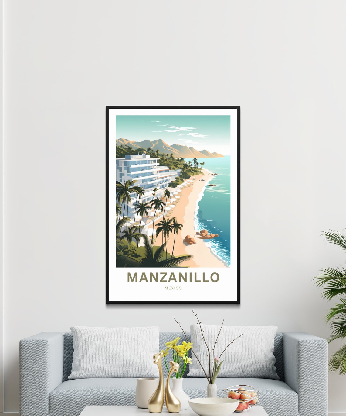 Personalized Manzanillo Travel Print Manzanillo Poster Mexico Wall Art Framed Present Gift Mexico Present - Image 3