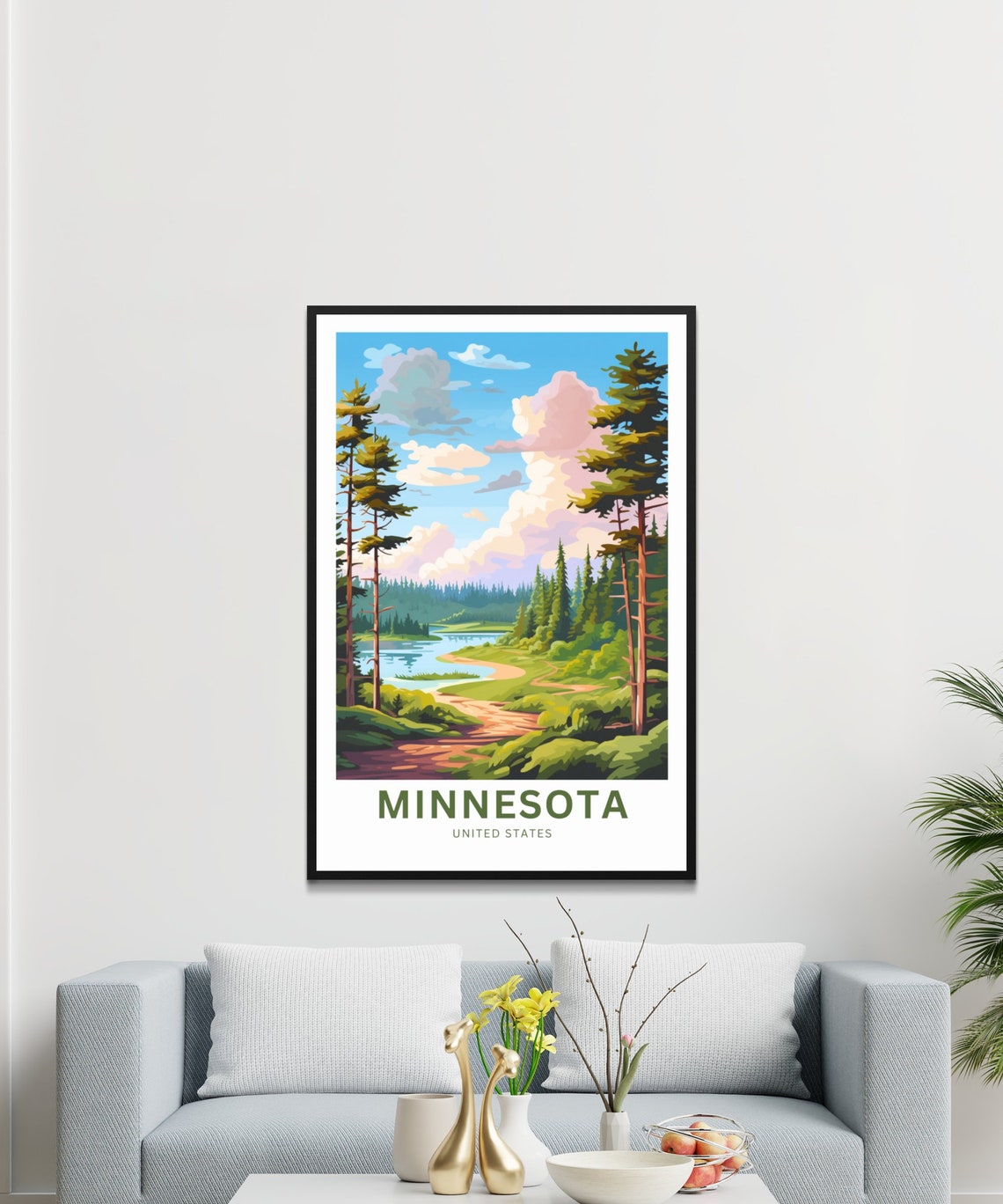 Minnesota United States Personalized Pine Forest Lake Trail Poster - Image 3