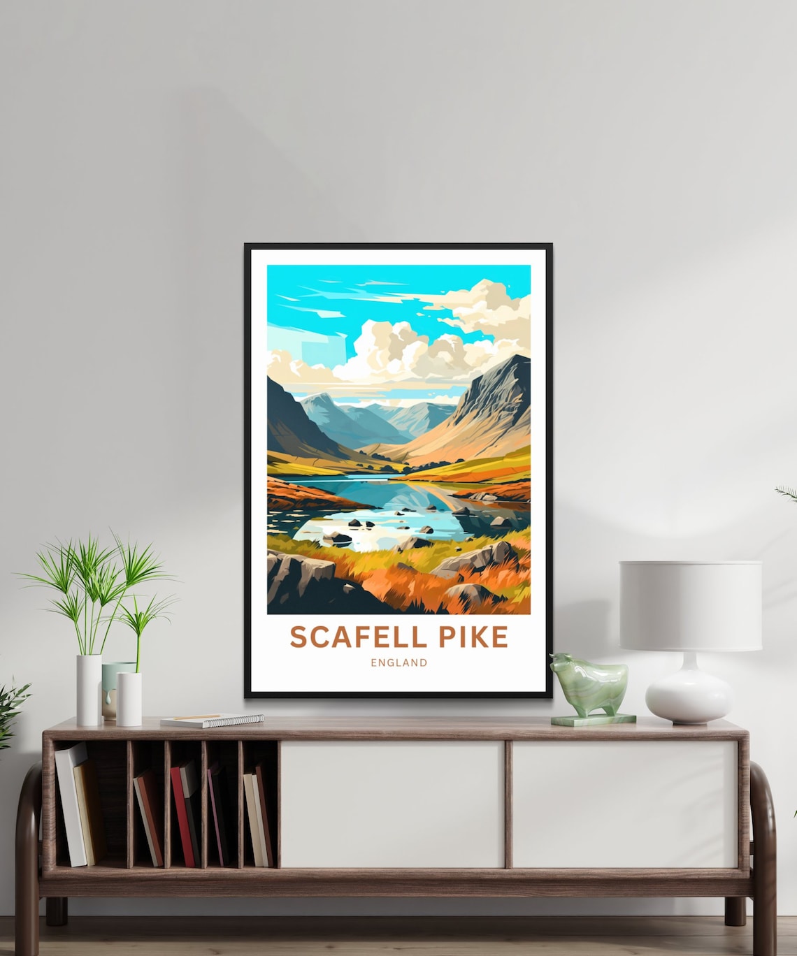 Scafell Pike England Autumn Tarn Reflection Vintage Travel Poster Art - Image 3
