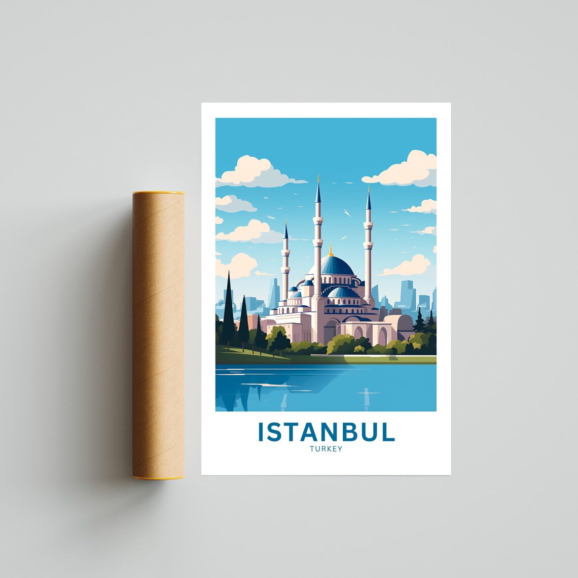 Personalized Istanbul Turkey Grand Mosque Domes View Serene Poster - Image 4