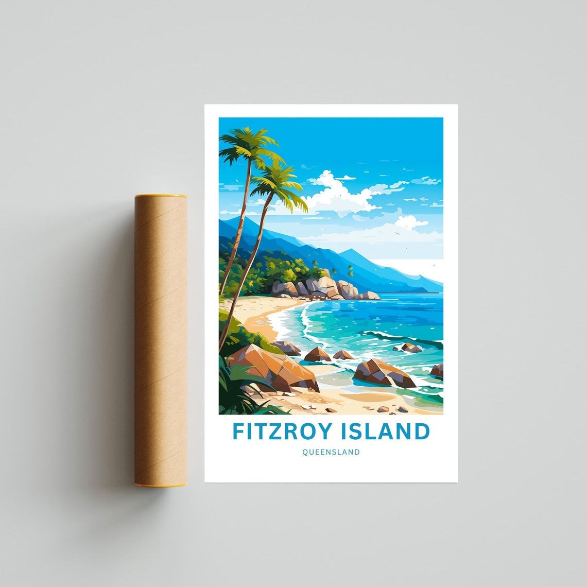 Fitzroy Island Queensland Palm Beach Custom Text Personalized Poster - Image 4