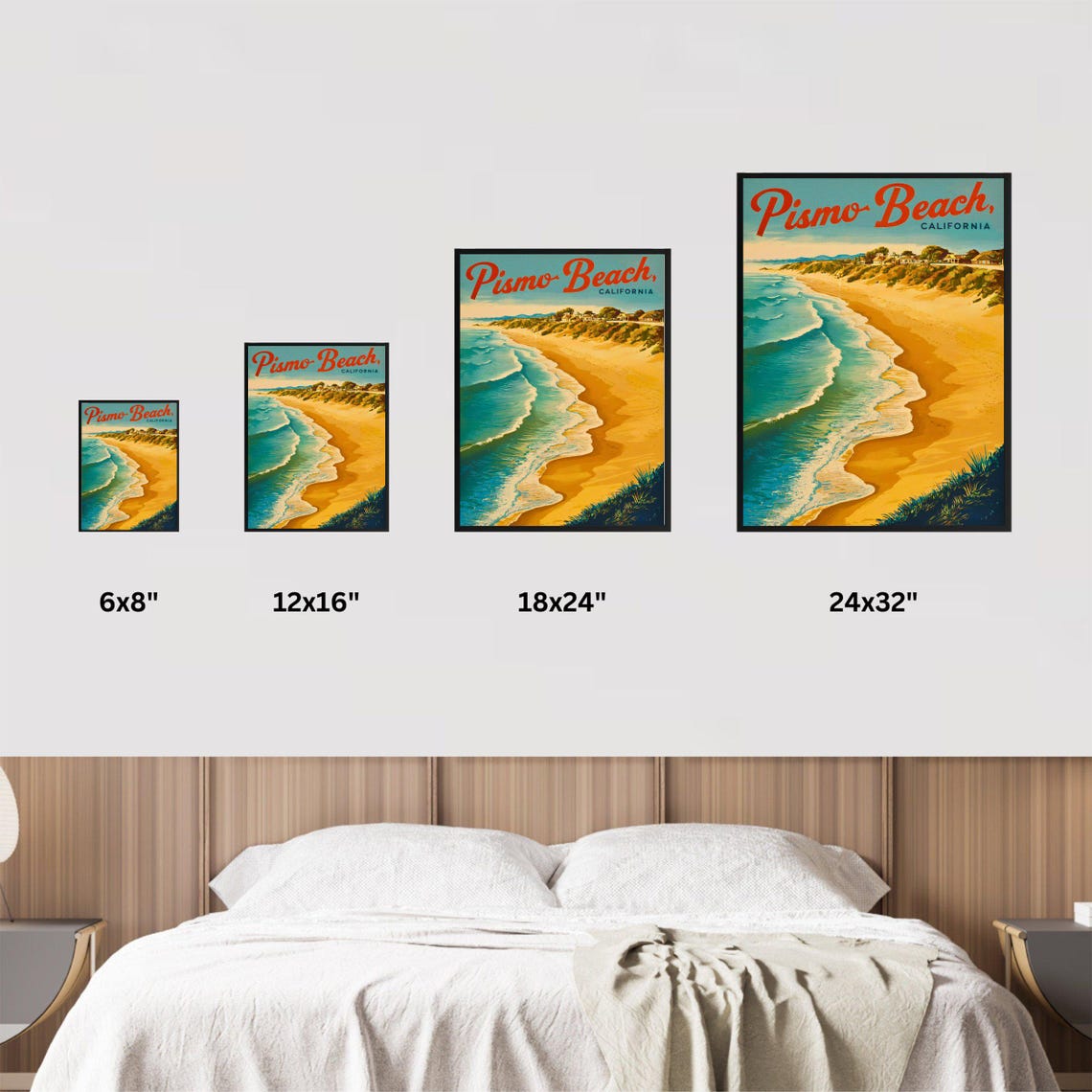 Pismo Beach California Retro Waves Sandy Shore Travel Poster - Image 2