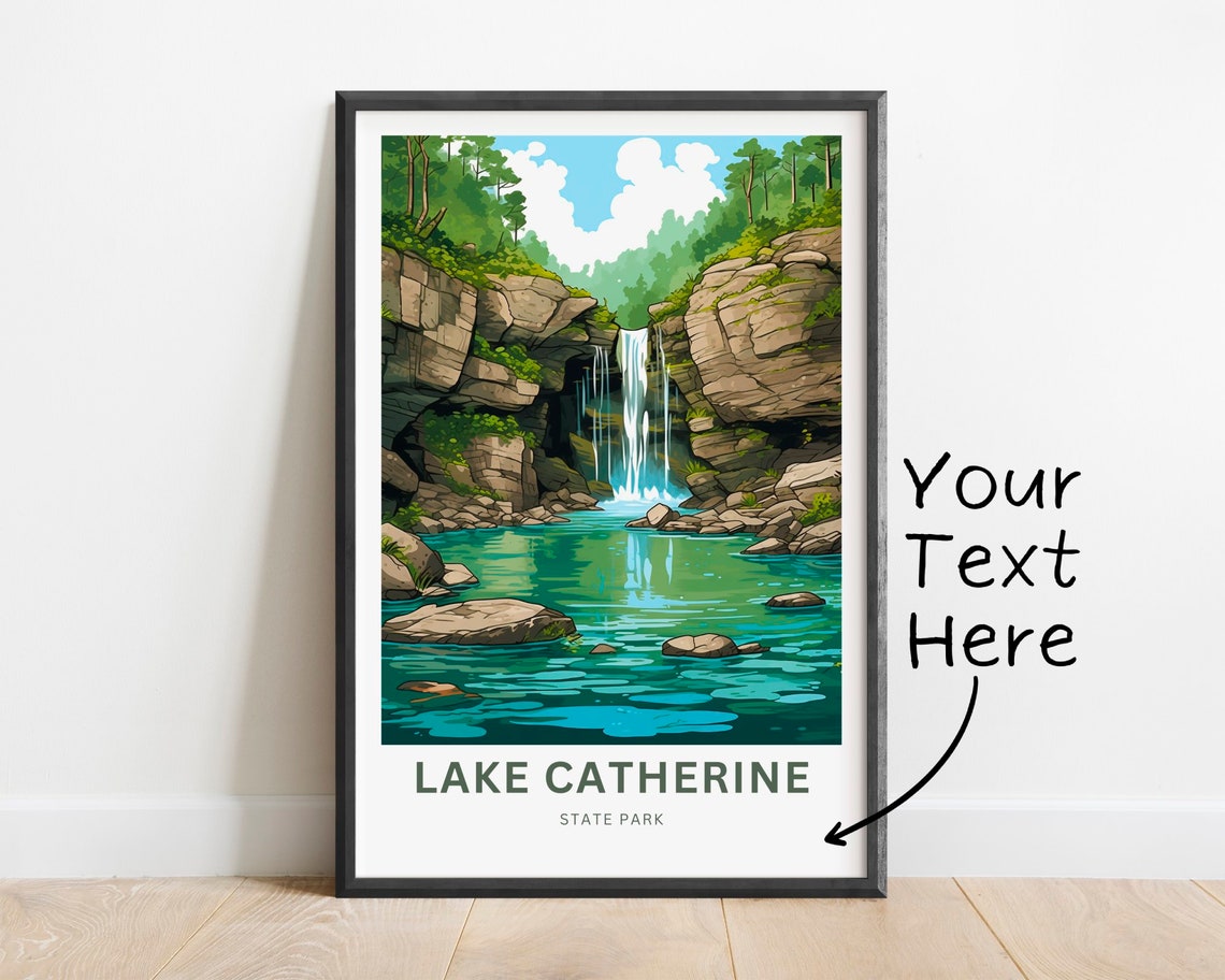 Lake Catherine State Park Waterfall Personalized Travel Poster Nature