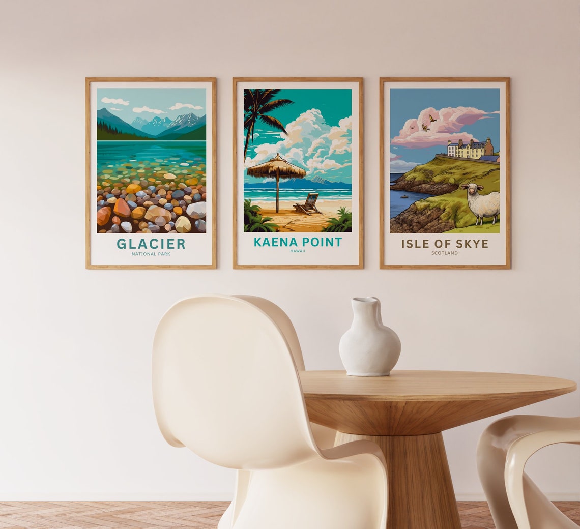 Kaena Point Hawaii Beach Umbrella Retro Travel Poster Artwork - Image 3