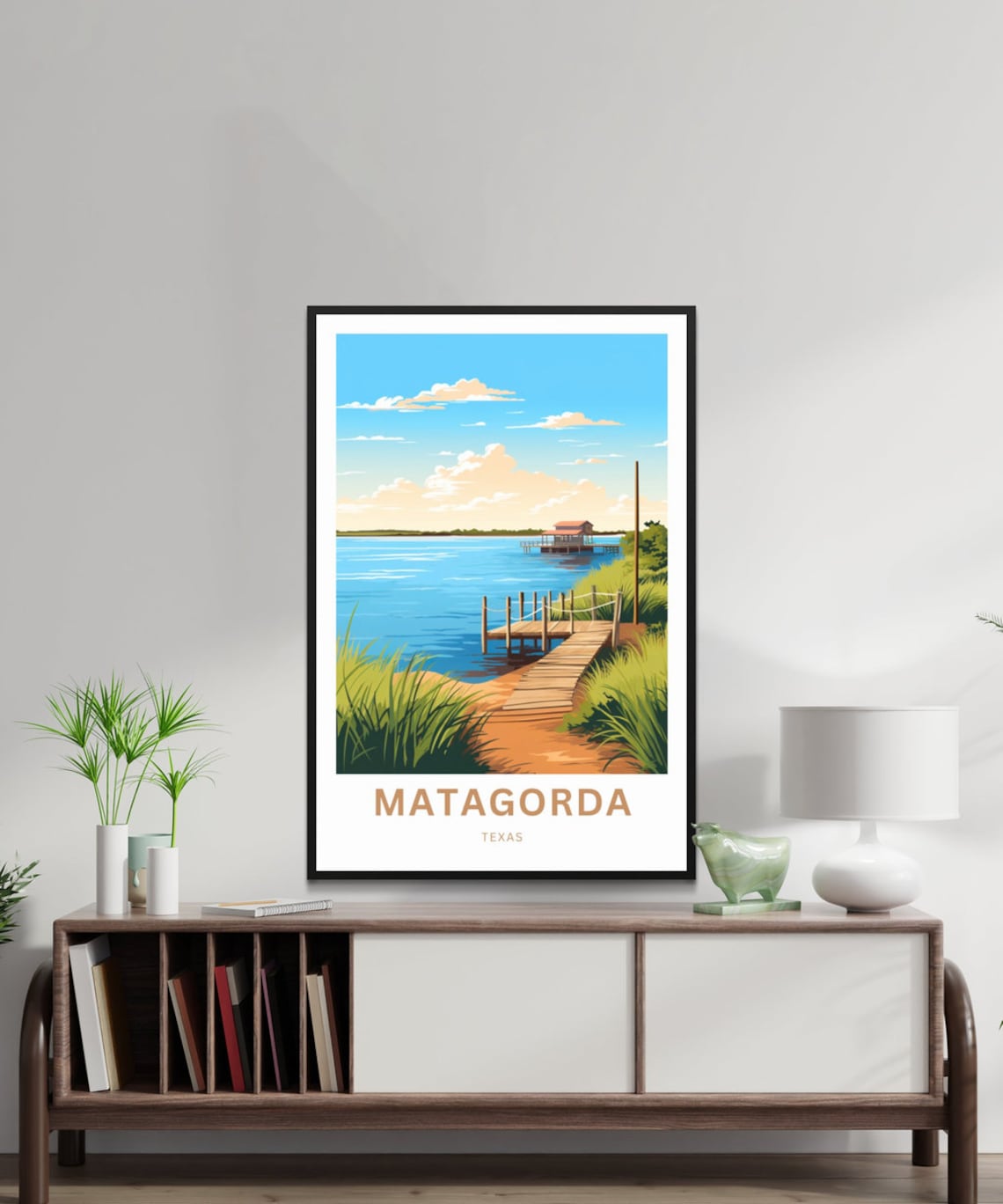 Matagorda Texas Gulf Coast Fishing Pier Sunset Travel Poster - Image 2
