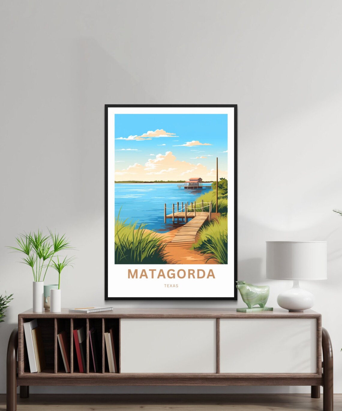 Personalized Matagorda Texas Fishing Pier Coast Travel Poster - Image 2