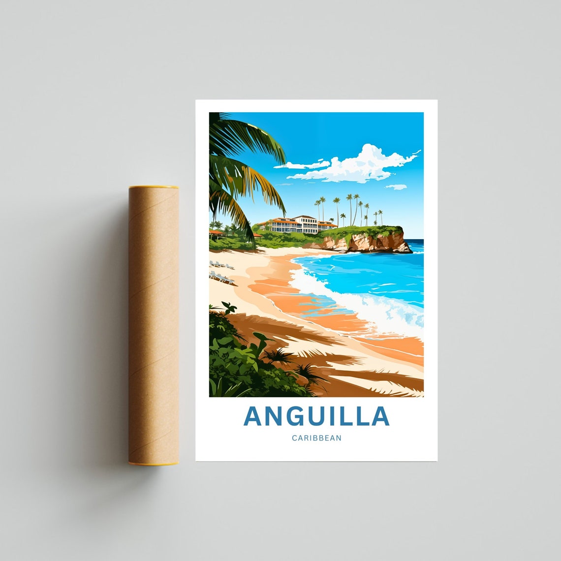 Anguilla Travel Print Anguilla Poster Caribbean Wall Art Framed Present Gift Caribbean Present - Image 4