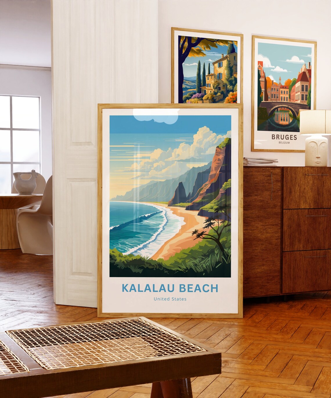 Kalalau Beach United States Red Cliffs Beach Cove Travel Poster - Image 5