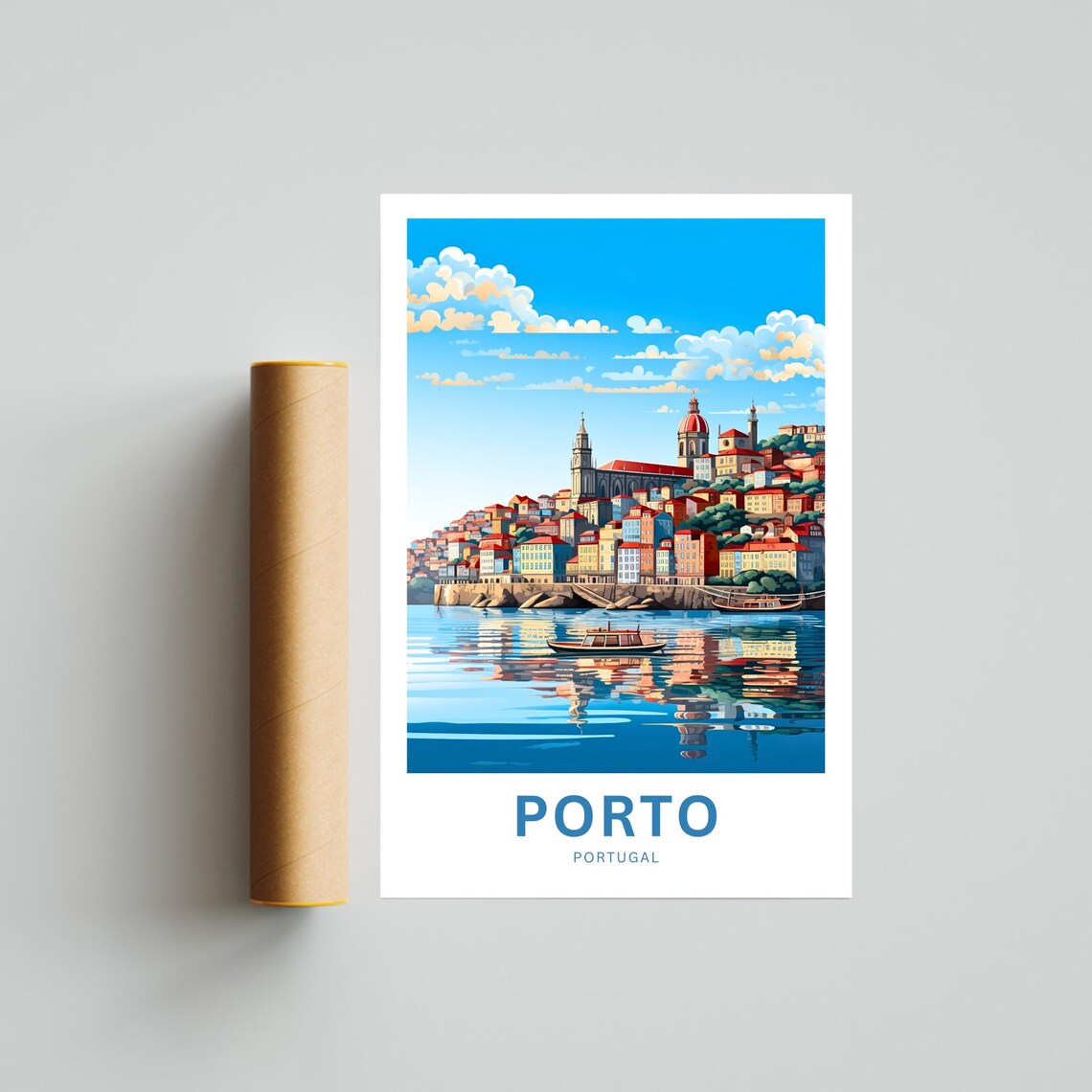 Porto Portugal Riverside Old Town Church Boats Travel Poster - Image 4