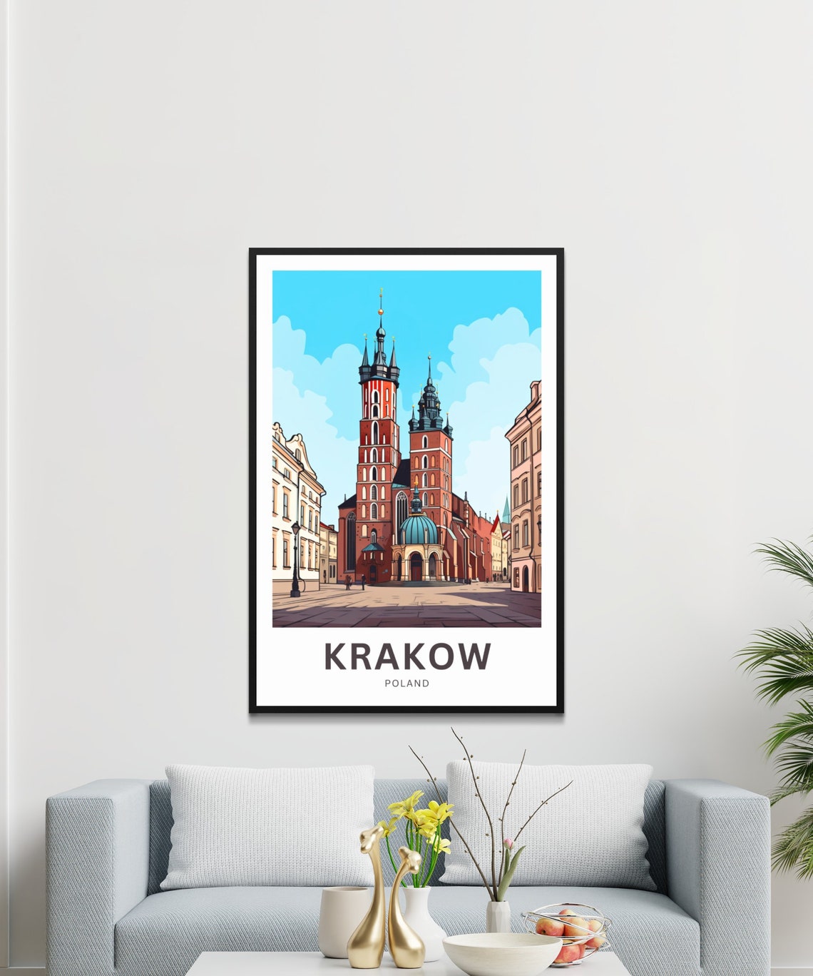 Personalized Krakow Poland Old Town Custom Vintage Travel Poster Art - Image 3