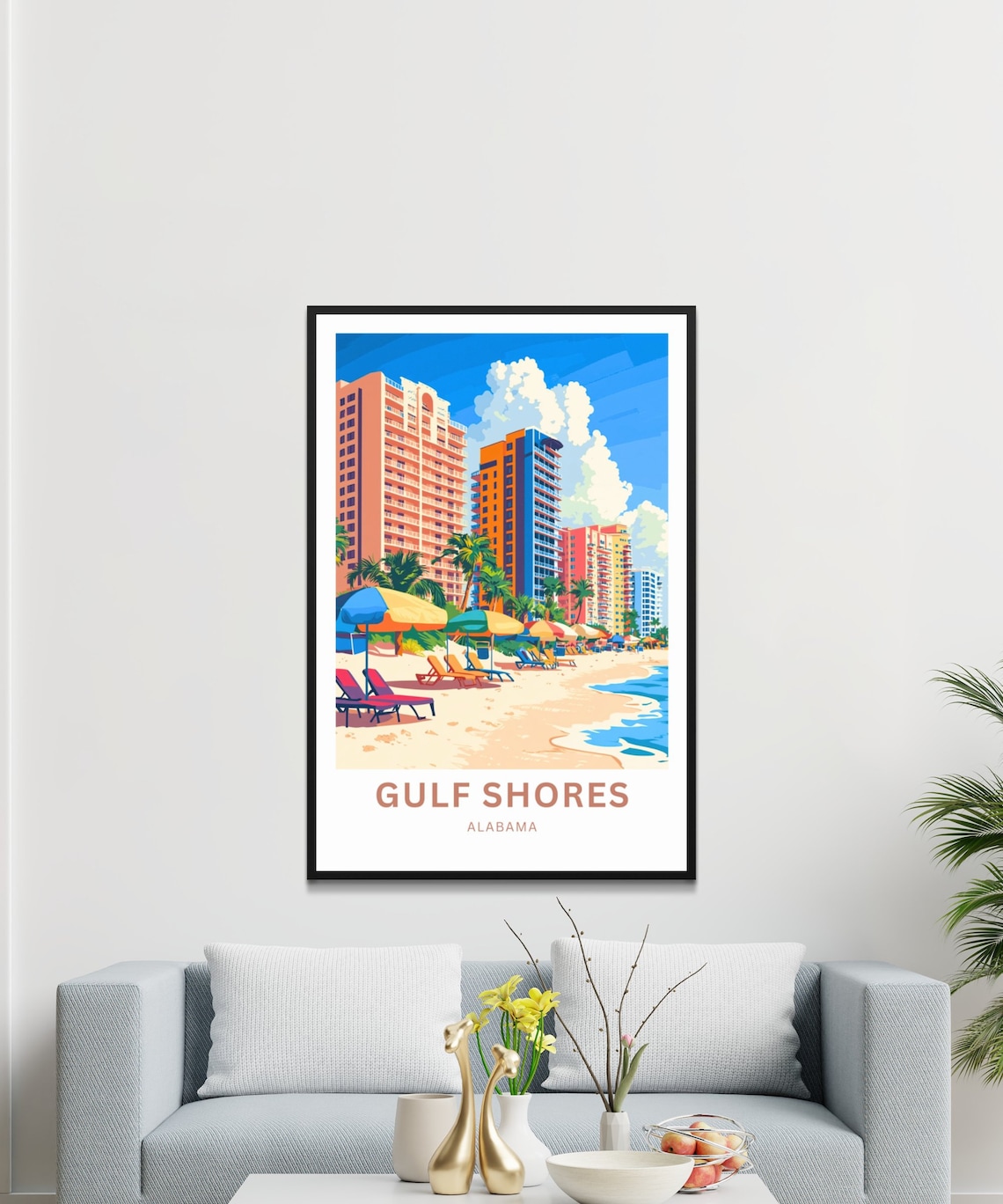 Gulf Shores Alabama Beachfront Condos Umbrellas Travel Poster - Image 3