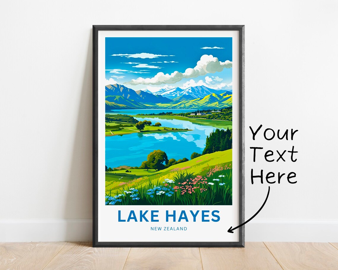 Lake Hayes New Zealand Personalized Mountain Lake Travel Poster