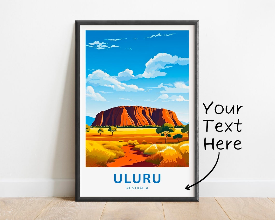 Uluru Australia Sacred Red Rock Sunset Outback Custom Text Poster