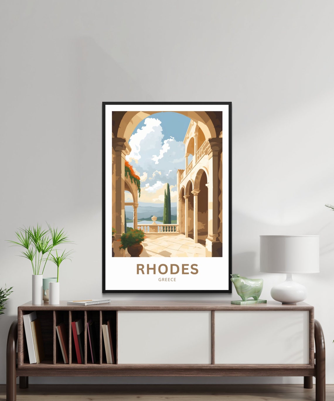 Rhodes Greece Ancient Stone Courtyard Mediterranean Travel Poster - Image 2