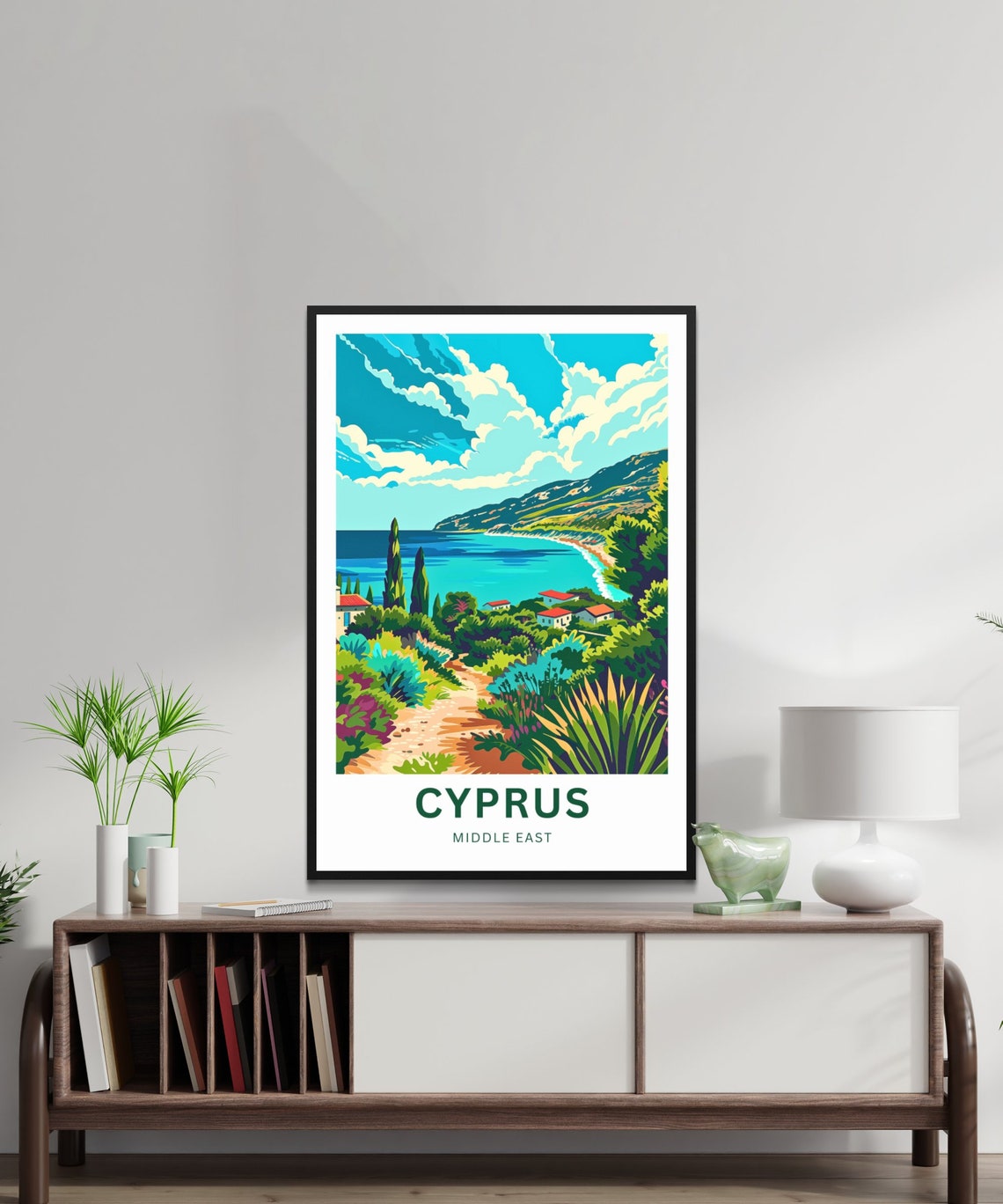 Cyprus Personalized Coastal Garden Path Bay View Travel Poster - Image 4