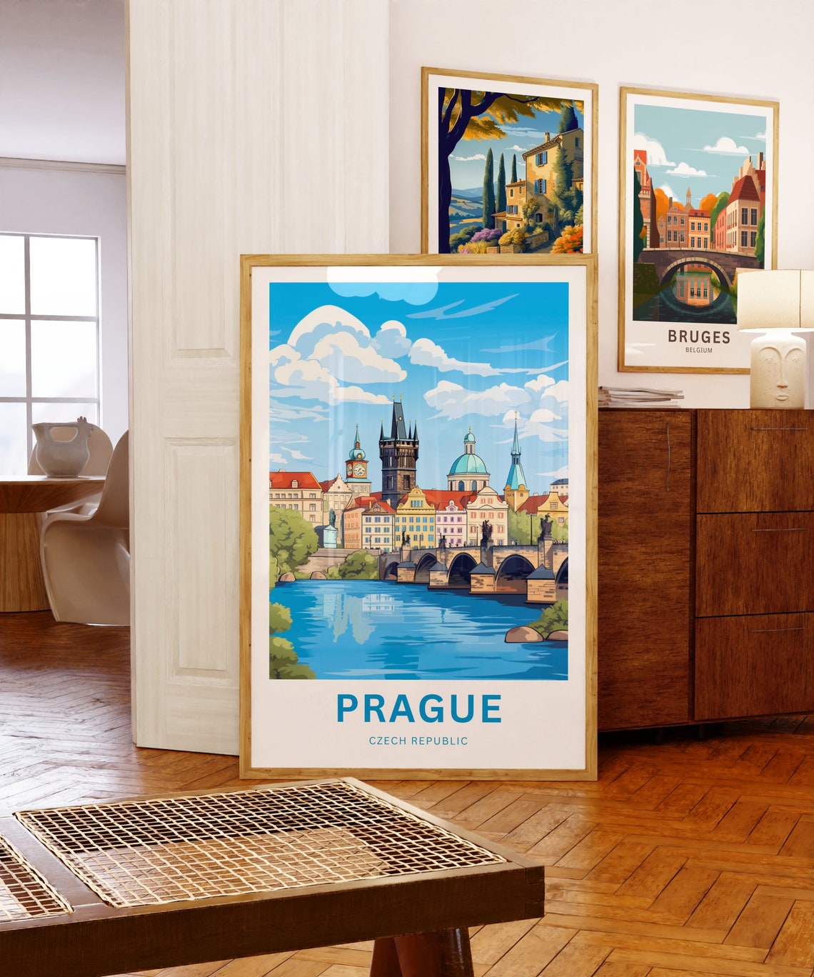 Prague Czech Republic Old Town Skyline Riverside Bridge Poster - Image 5
