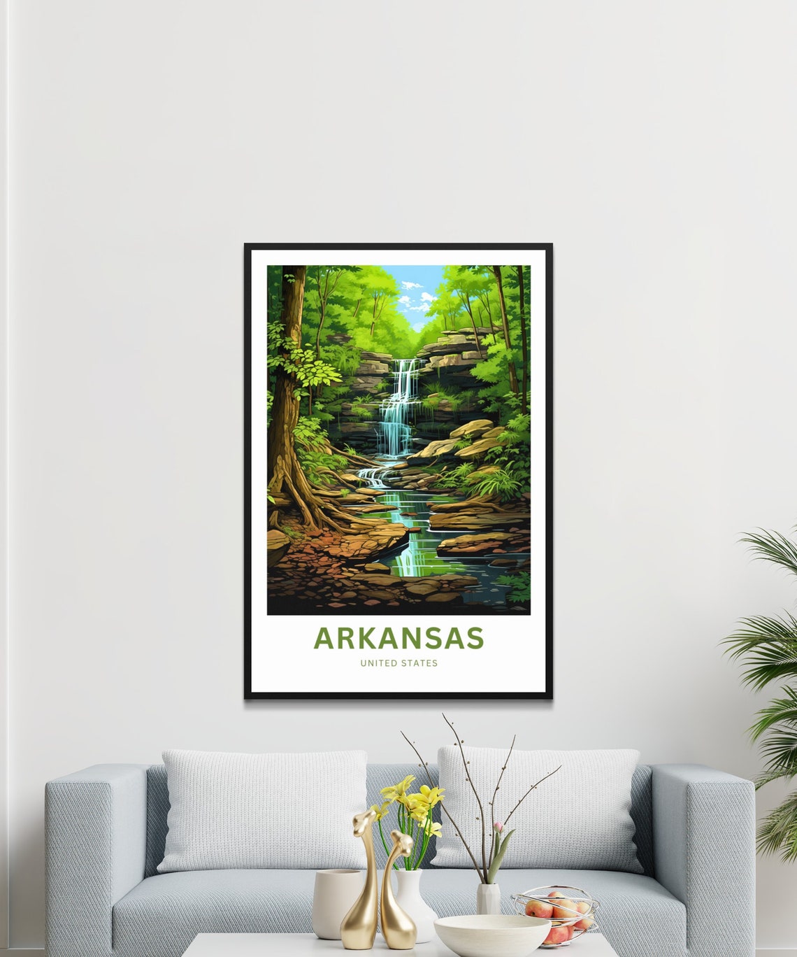 Arkansas Custom Forest Waterfall Stream Green Nature Travel Poster - Image 3