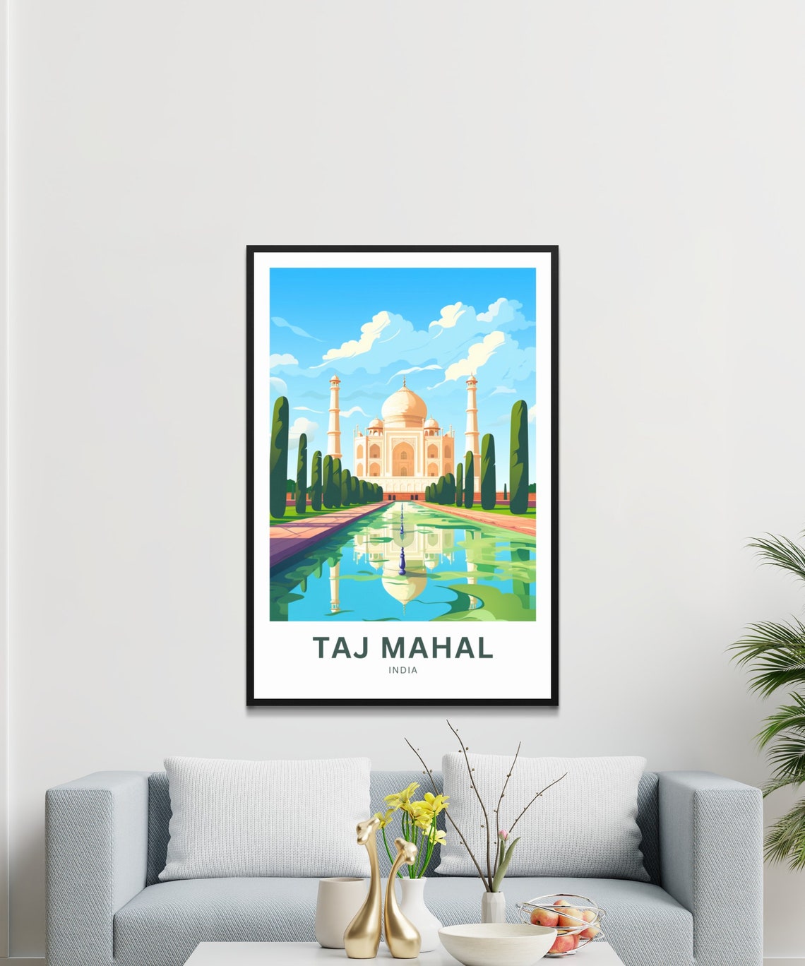 Taj Mahal India White Marble Dome Gardens Reflection Travel Poster - Image 3