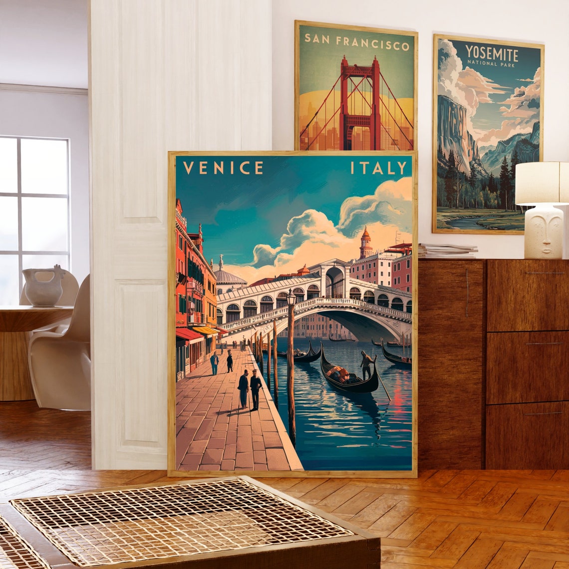 Venice Italy Rialto Bridge Gondolas Waterfront Promenade Travel Poster - Image 5