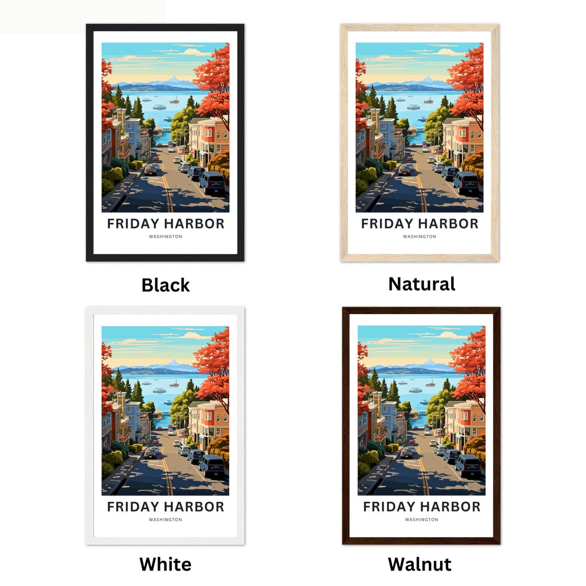 Friday Harbor Washington Street to Harbor Travel Poster Artwork - Image 2