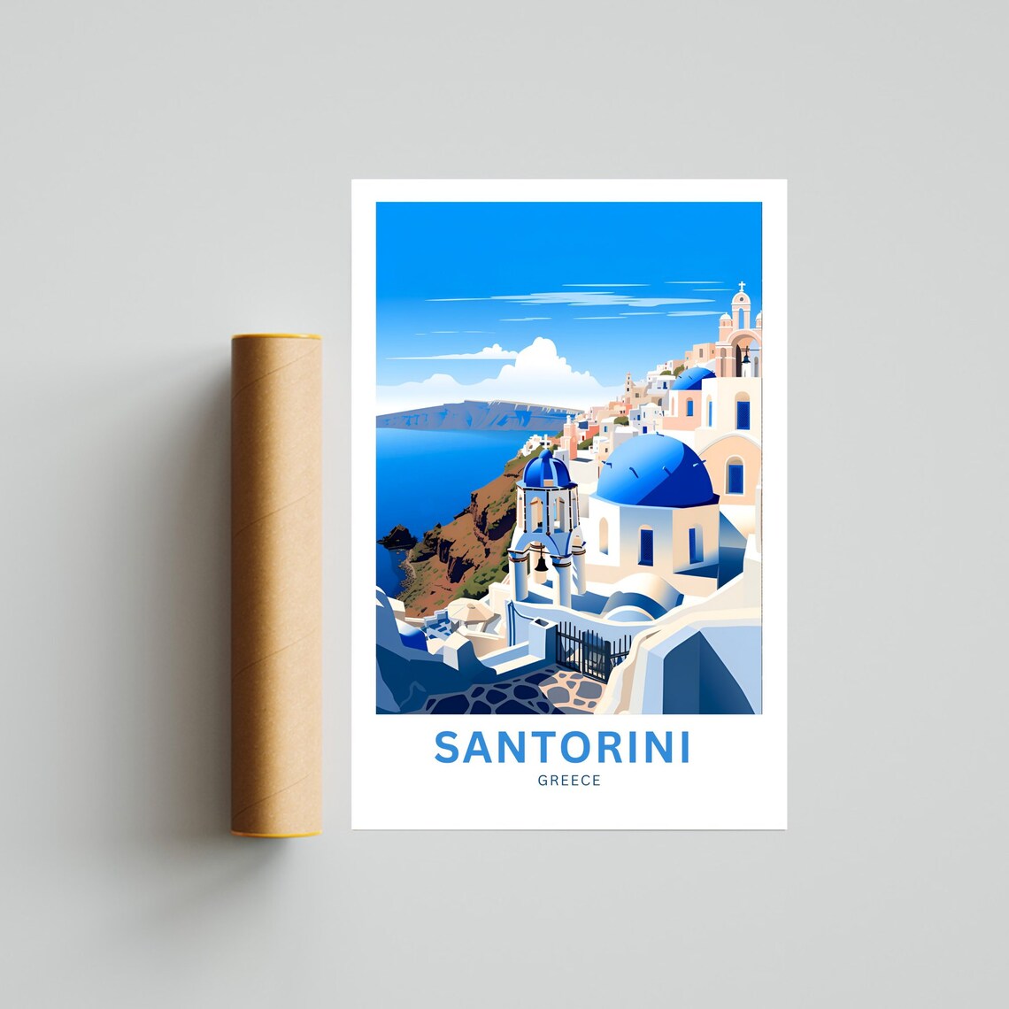 Personalized Santorini Travel Poster, Greece Wall Art - Image 4