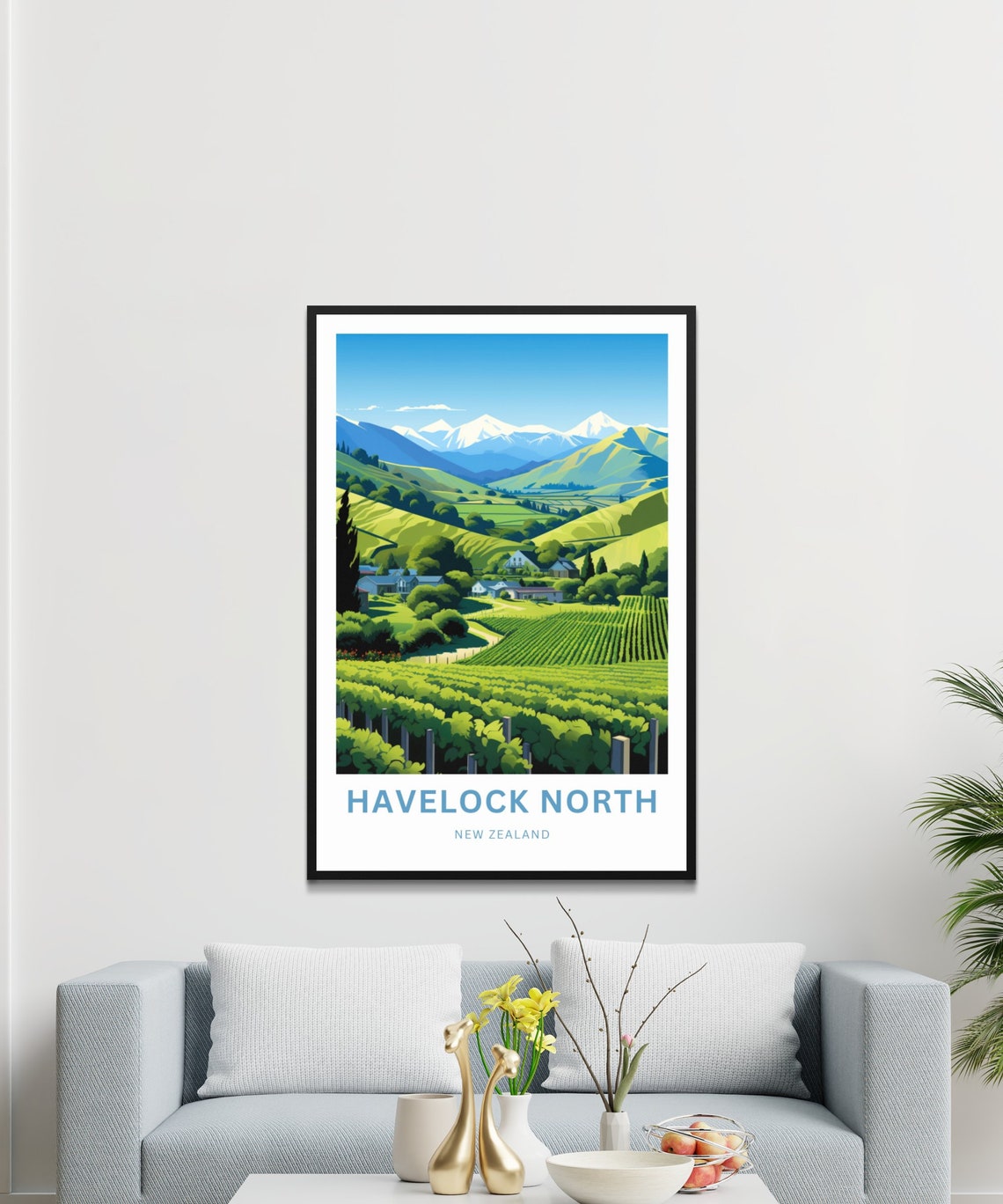 Havelock North New Zealand Vineyard Hills Personalized Poster - Image 3