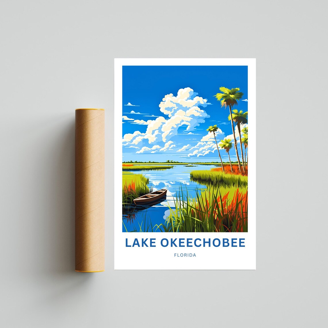 Lake Okeechobee Travel Poster, Florida Wall Art - Image 4