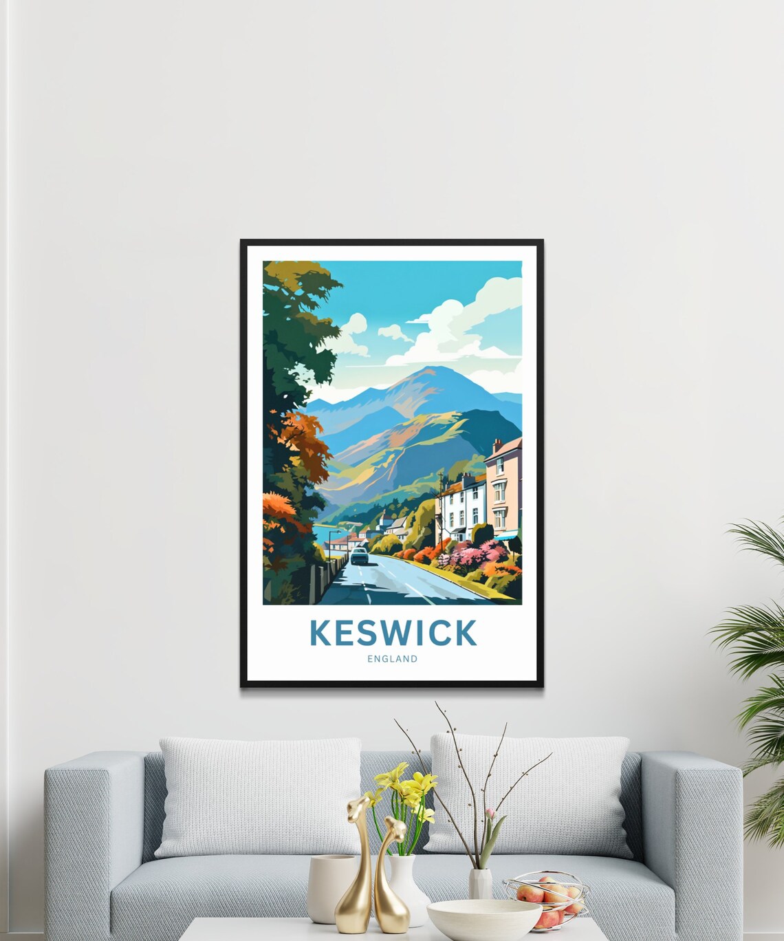 Keswick England Lake District Town Street Fell View Custom Poster - Image 3
