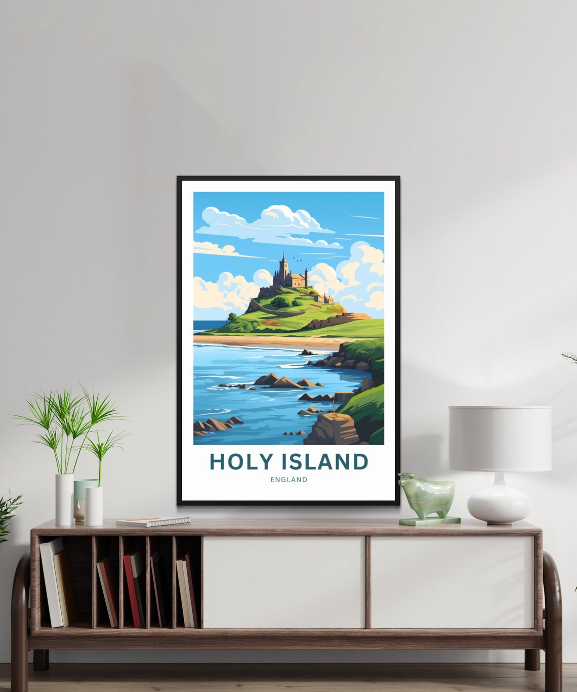 Holy Island England Custom Castle Coastal View Travel Poster - Image 2