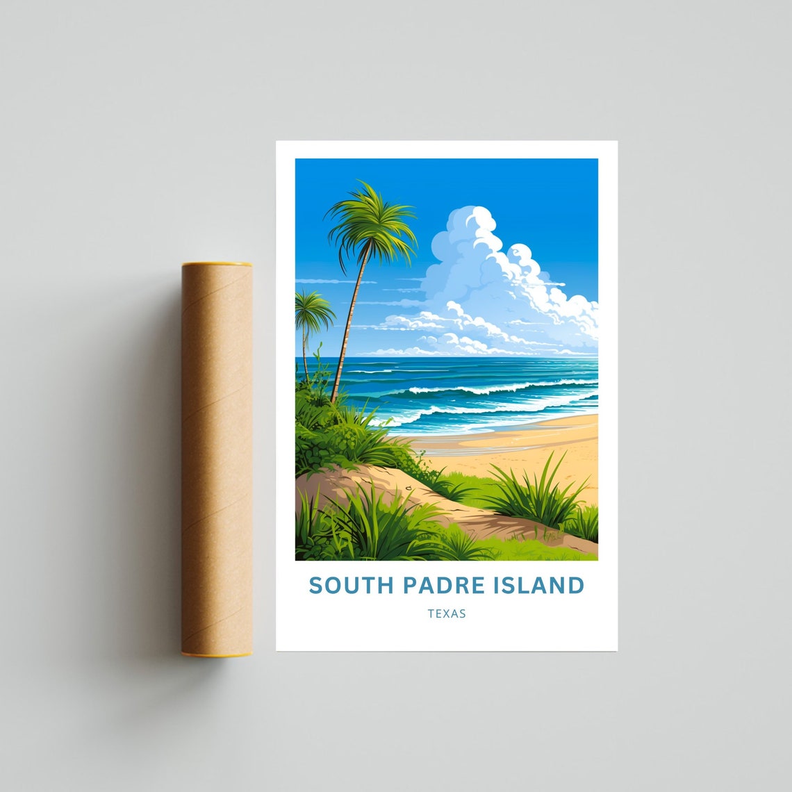 South Padre Island Beach Palm Personalized Travel Poster Texas Coastal - Image 4