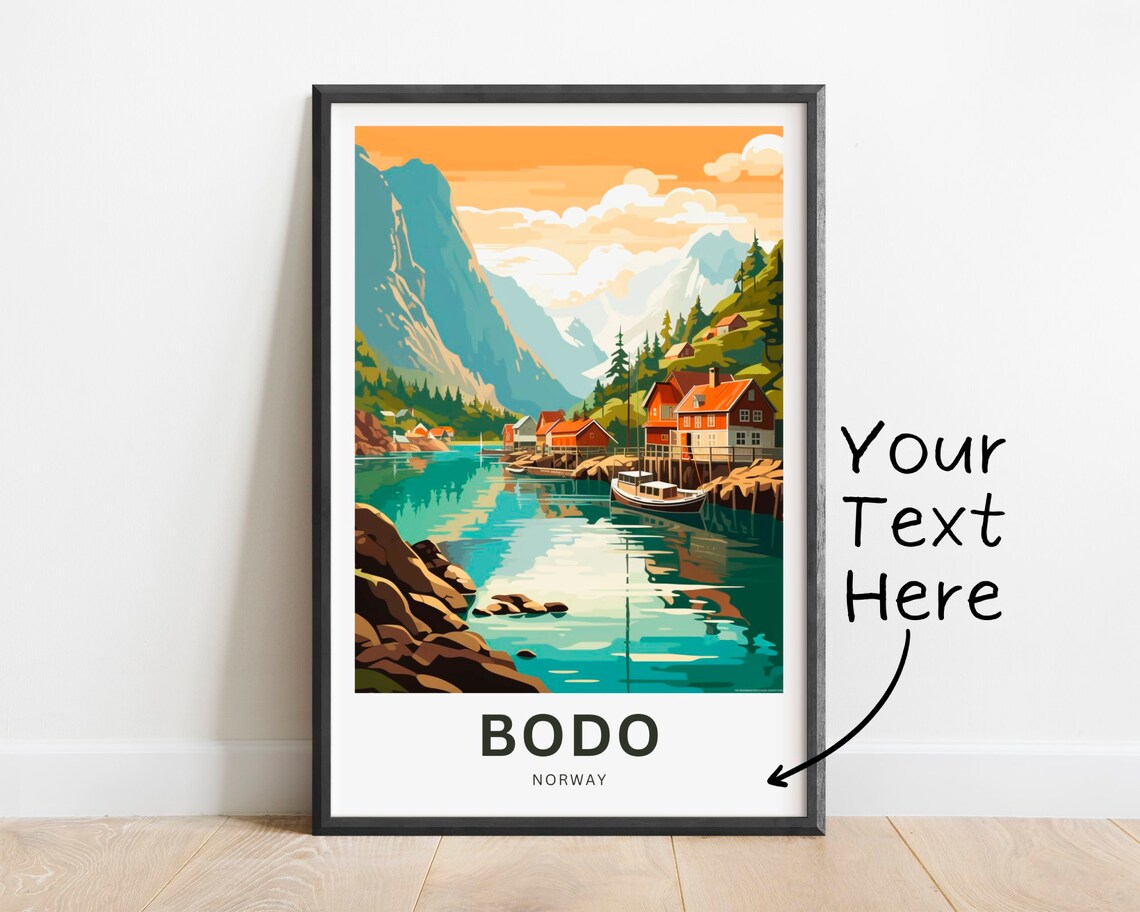 Bodo Norway Fishing Village Fjord Personalized Travel Poster