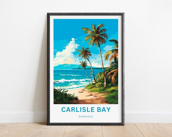 Carlisle Bay Carribean Travel Print Carlisle Bay Barbados Poster Barbados Wall Art Framed Present Gift Caribbean Present