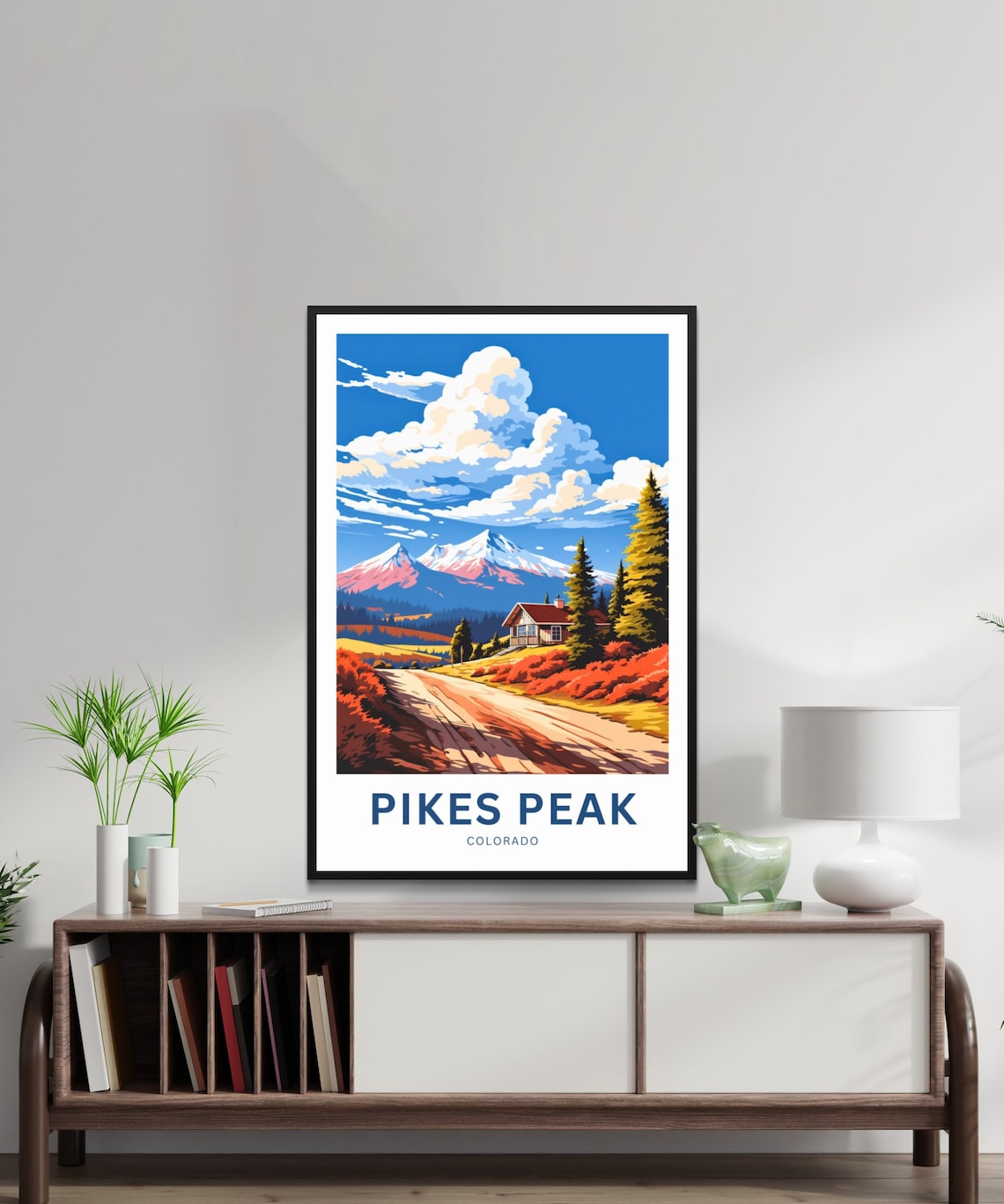 Pikes Peak Colorado Mountain Cabin Autumn Road Travel Poster - Image 2