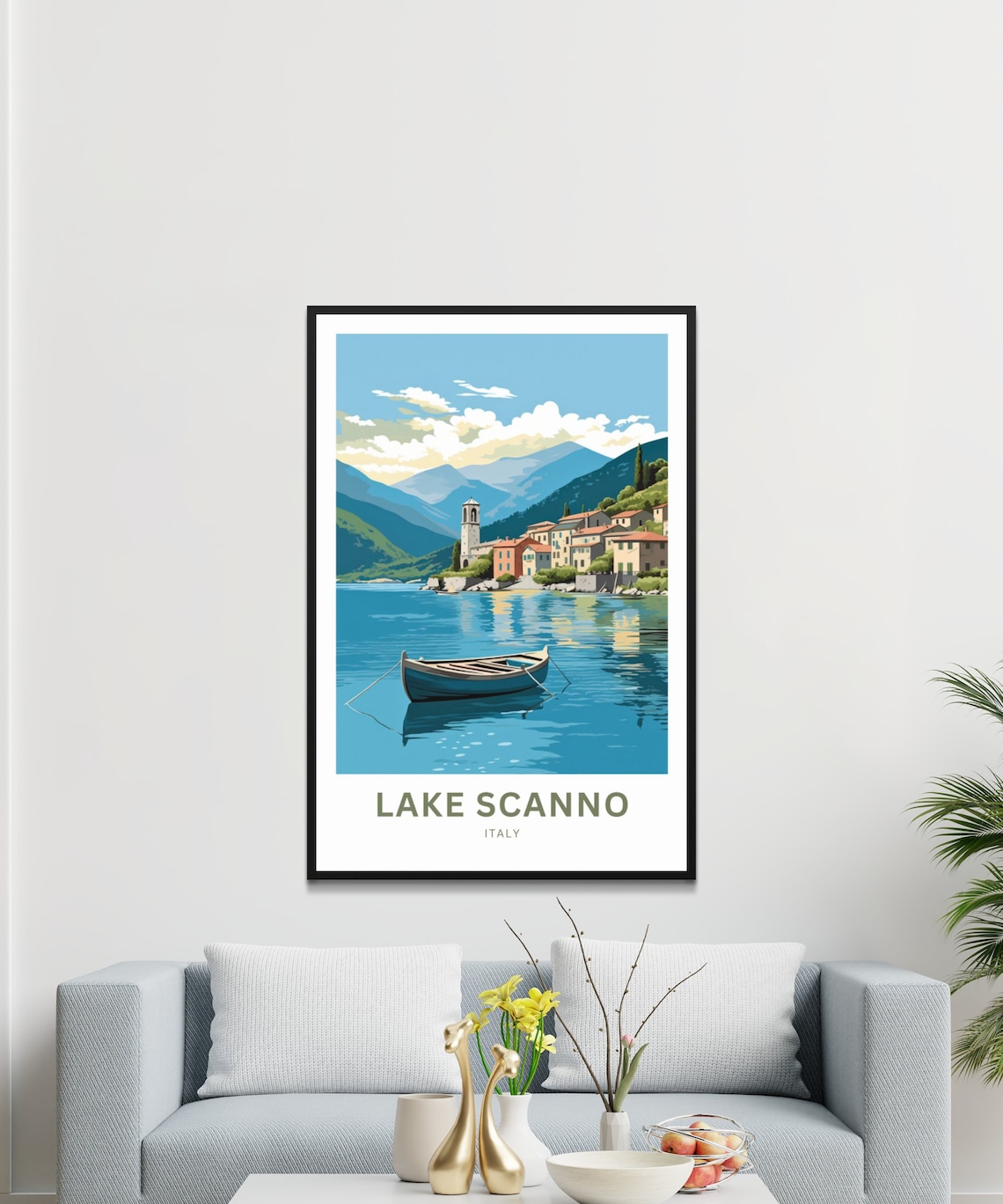 Lake Scanno Lakeside Village Turquoise Lake Italy Travel Poster - Image 2