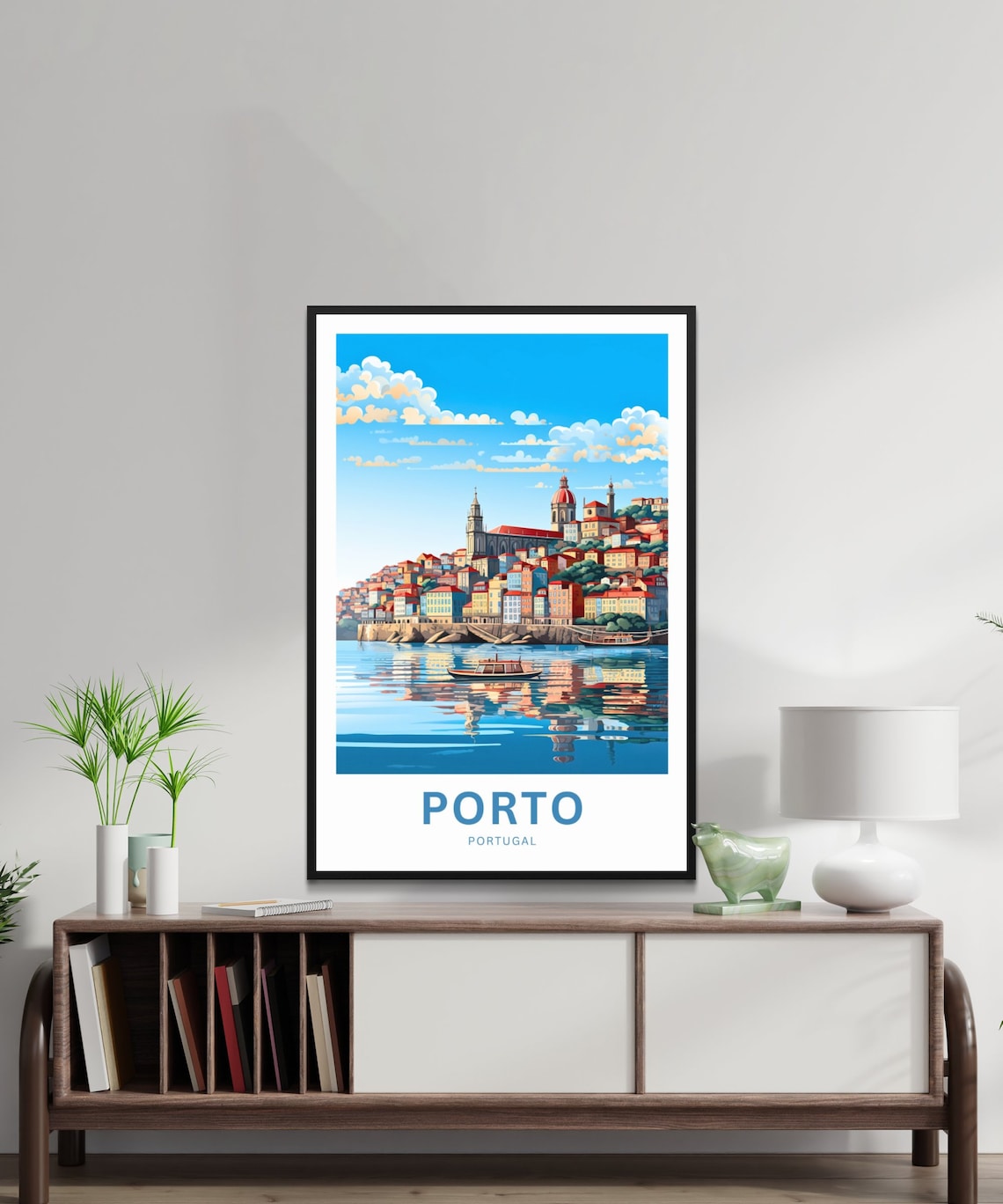 Porto Portugal Riverside Old Town Church Boats Travel Poster - Image 2