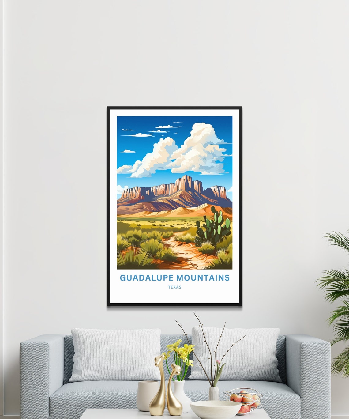 Guadalupe Mountains Texas Cactus Desert Trail Cliffs View Poster - Image 3