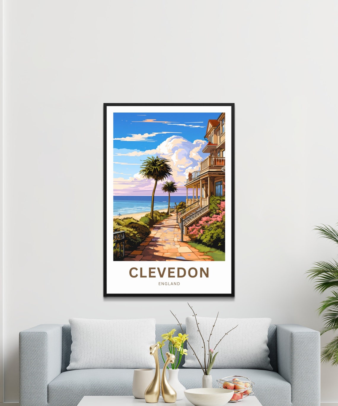 Clevedon England Seaside Path Victorian Houses Beach Travel Poster - Image 3